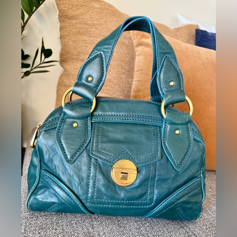 Marc by Marc Jacobs Green Leather Top-Handle Satchel with Gold Hardware - Picture 15 of 16